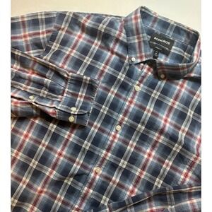 Bonobos Plaid Button Down Mens XXL Long Blue Red Standard Fit Cotton Shirt